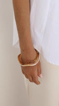 Pippa Wave Bangle 2 Pack - White / Tea