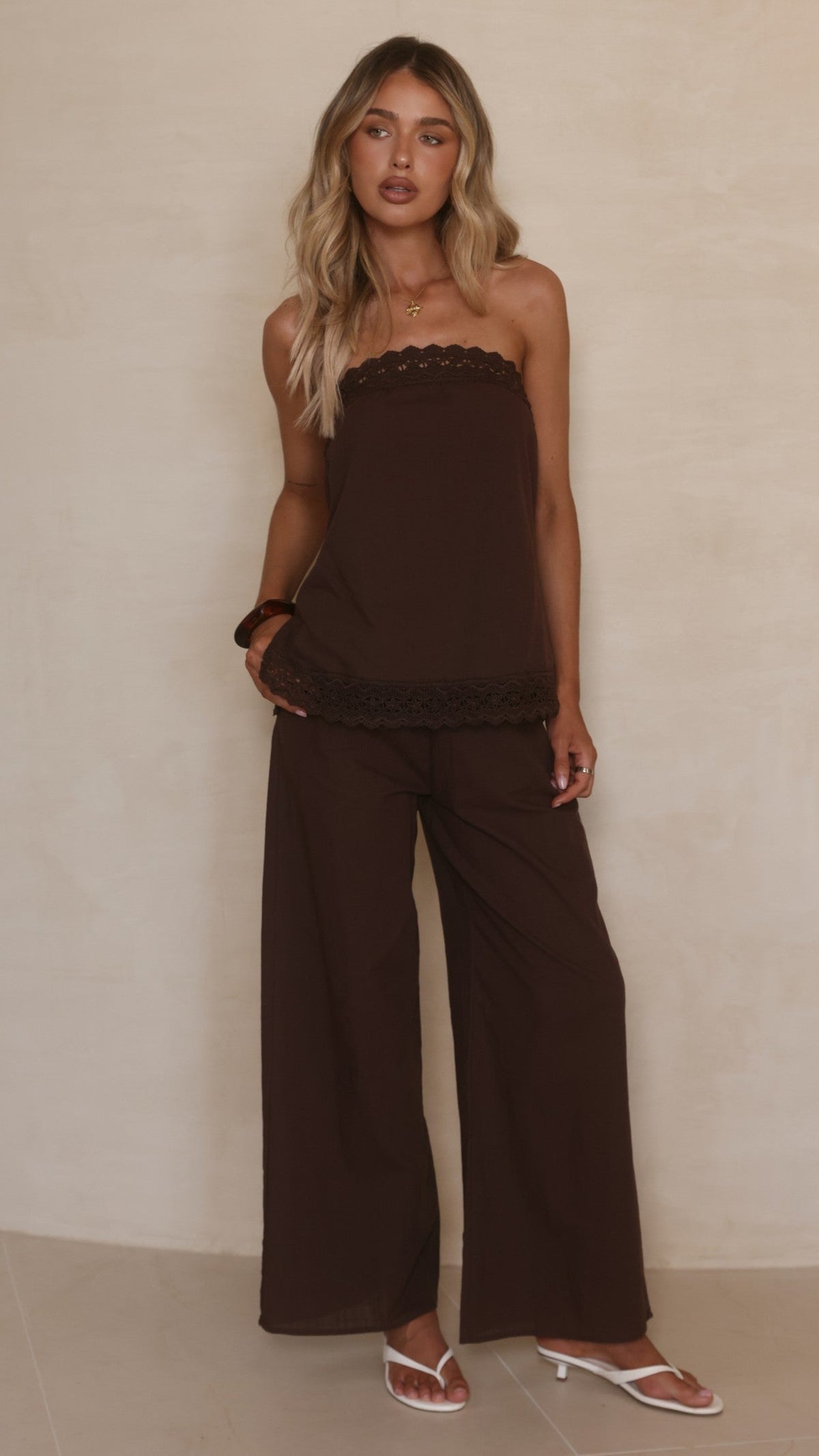 Luna Top and Pants Set - Chocolate