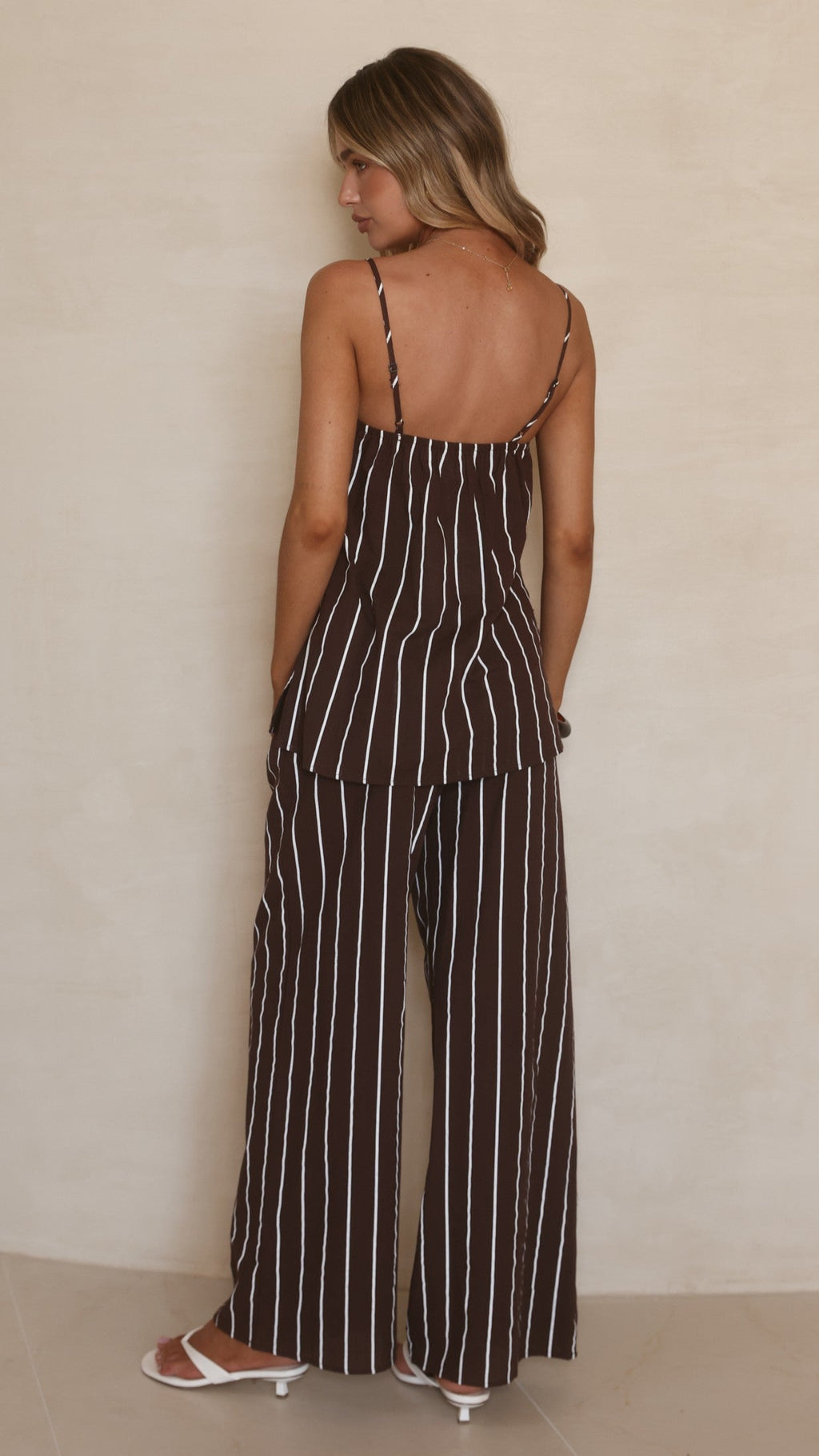 Rubi Top and Pants Set - Choc/White Stripe
