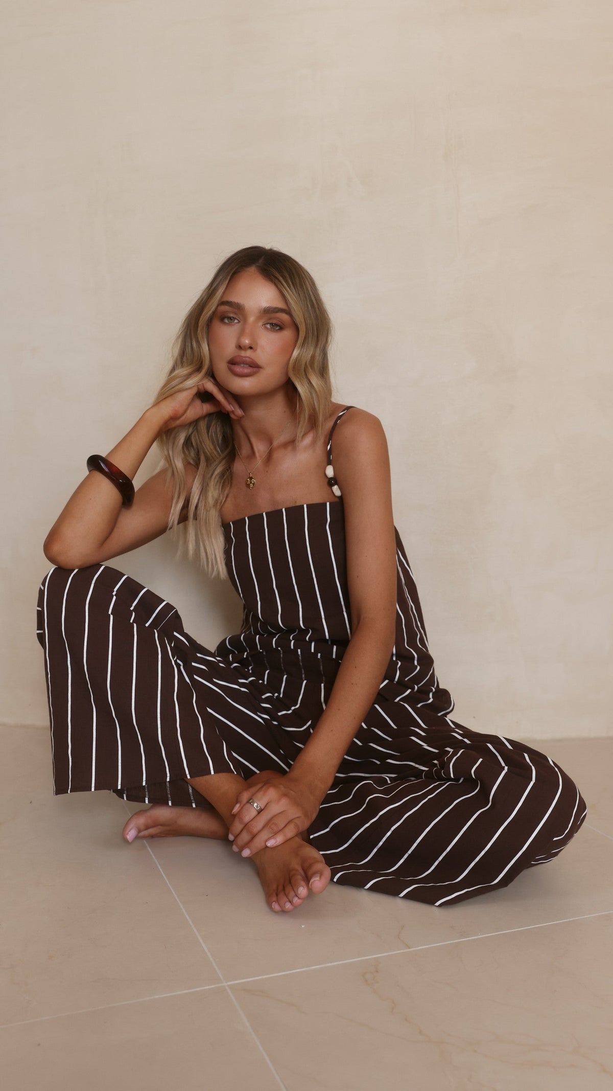 Rubi Top and Pants Set - Choc/White Stripe
