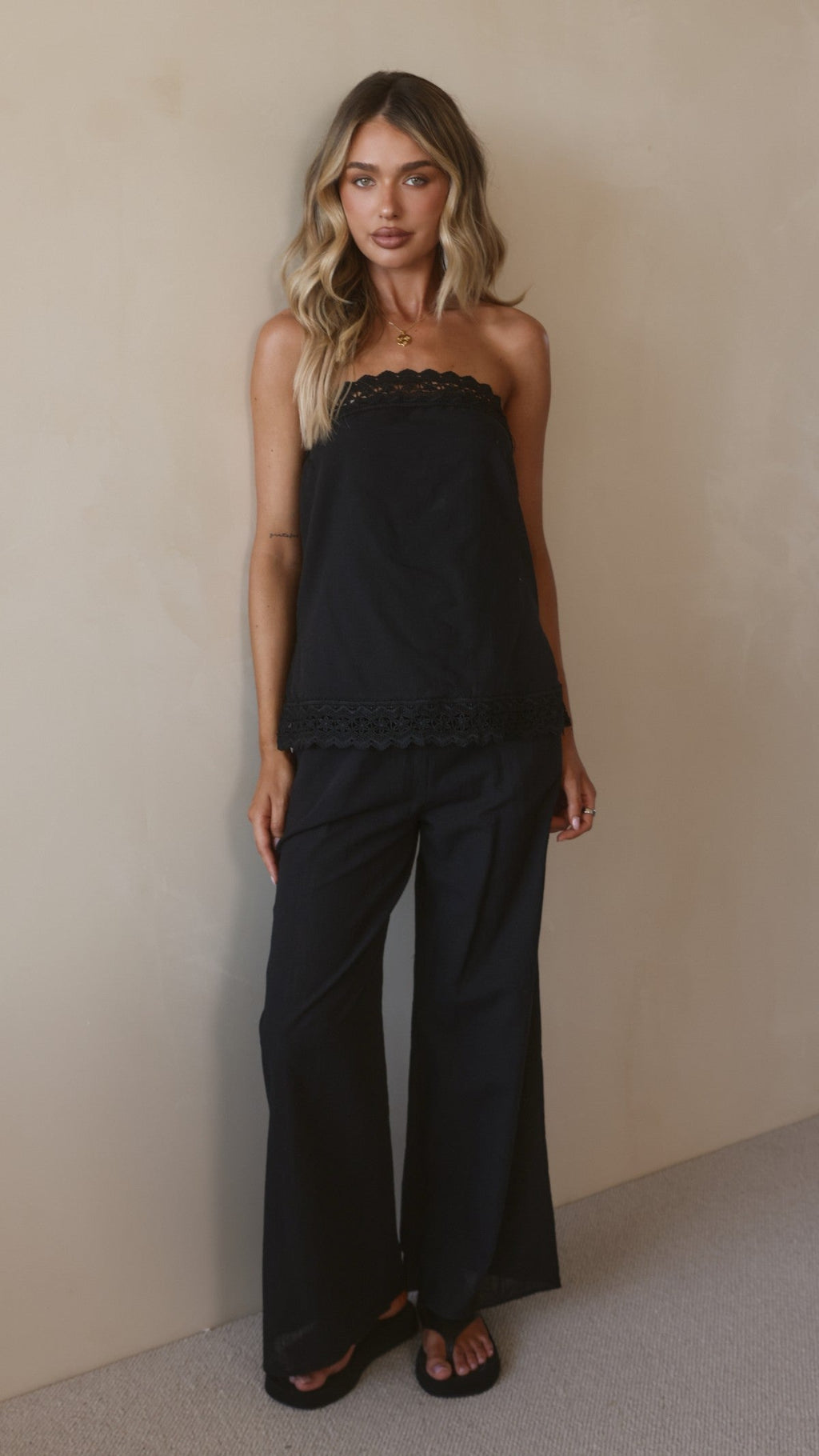 Luna Top and Pants Set - Black
