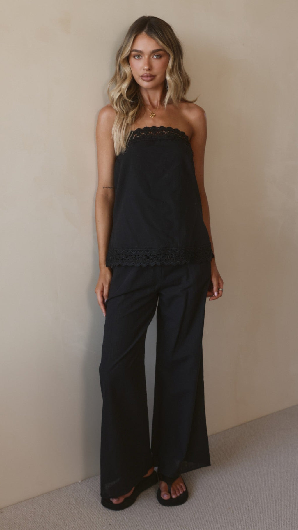 Luna Top and Pants Set - Black
