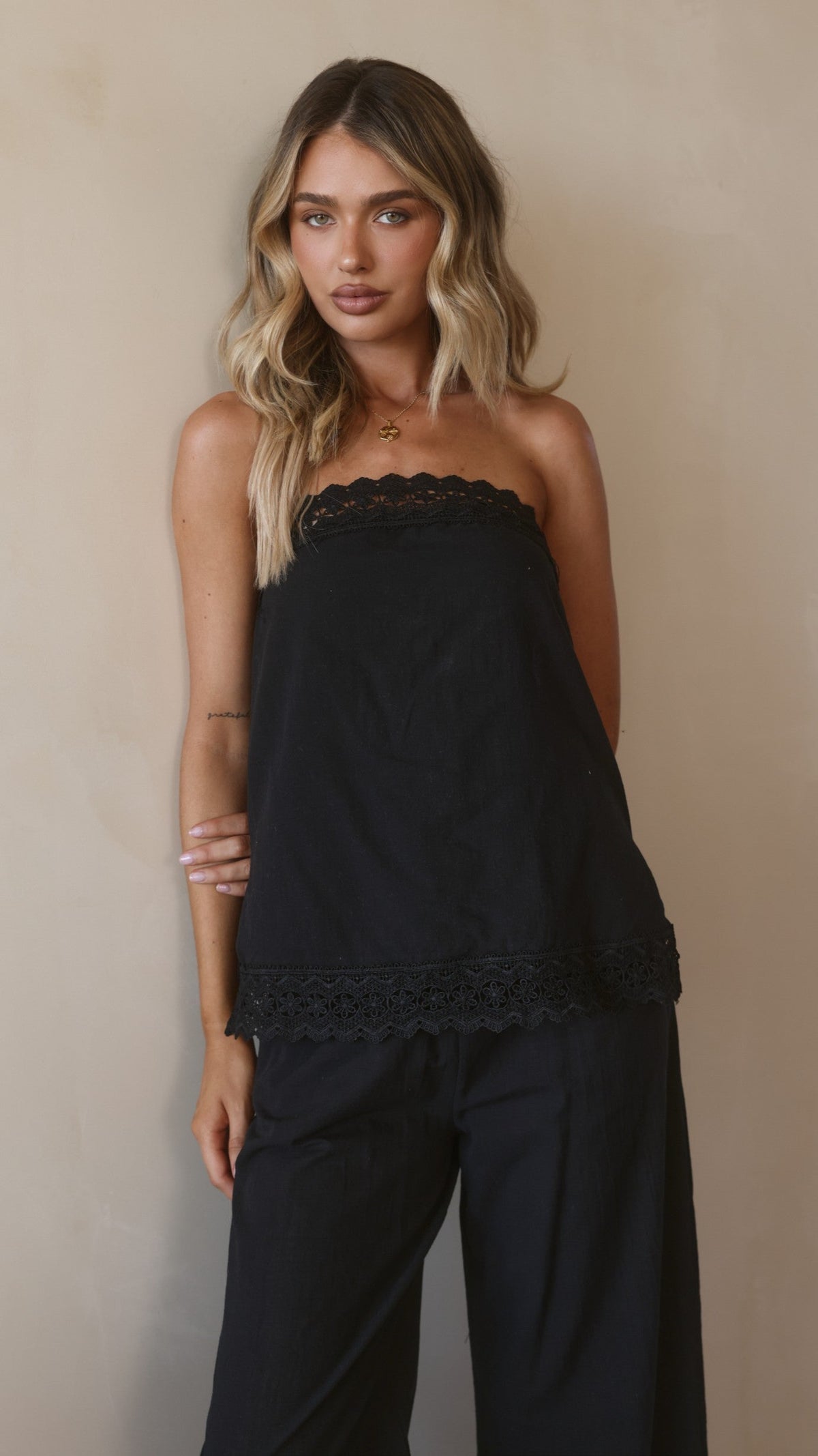 Luna Top and Pants Set - Black
