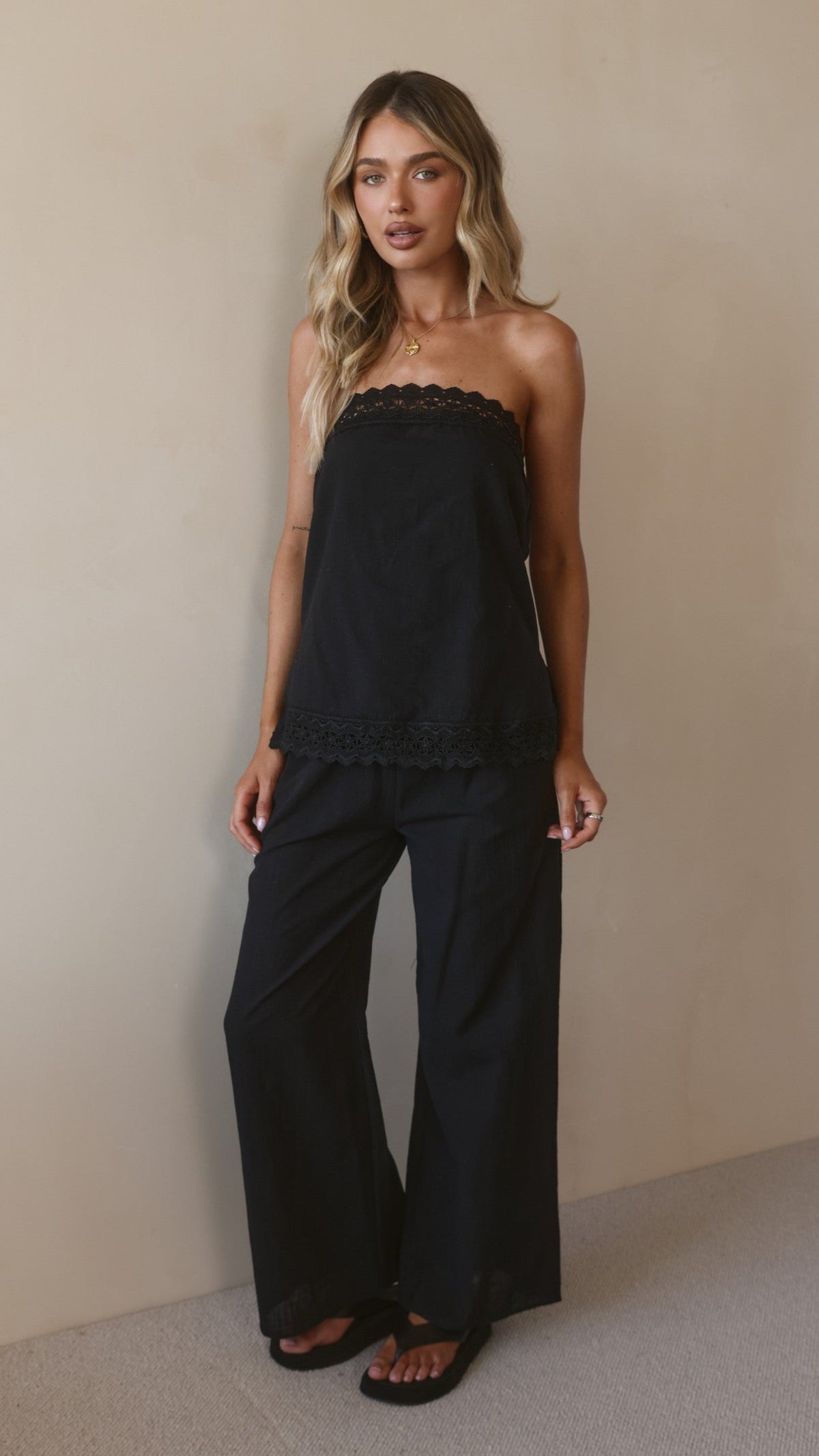 Luna Top and Pants Set - Black