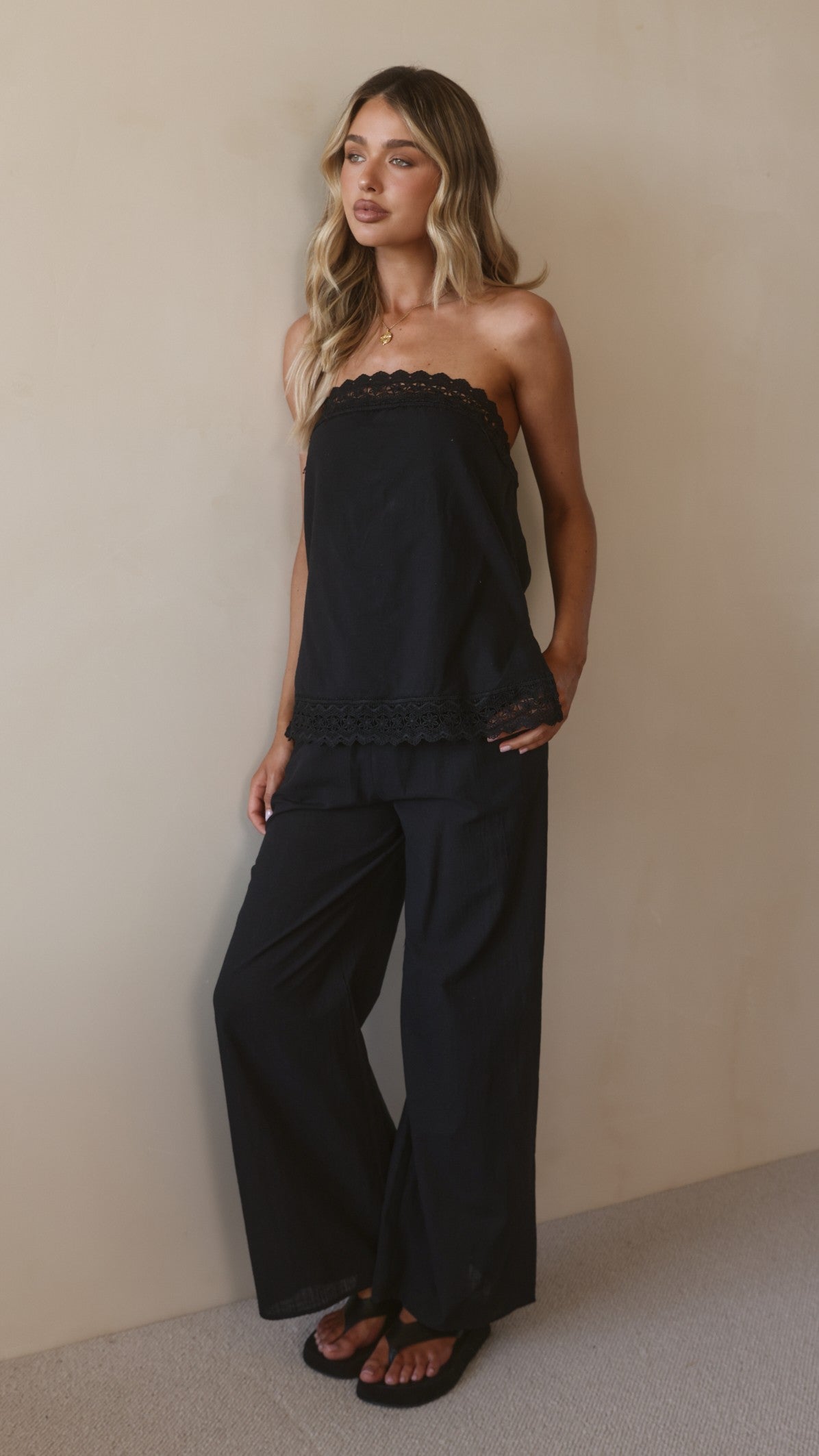 Luna Top and Pants Set - Black