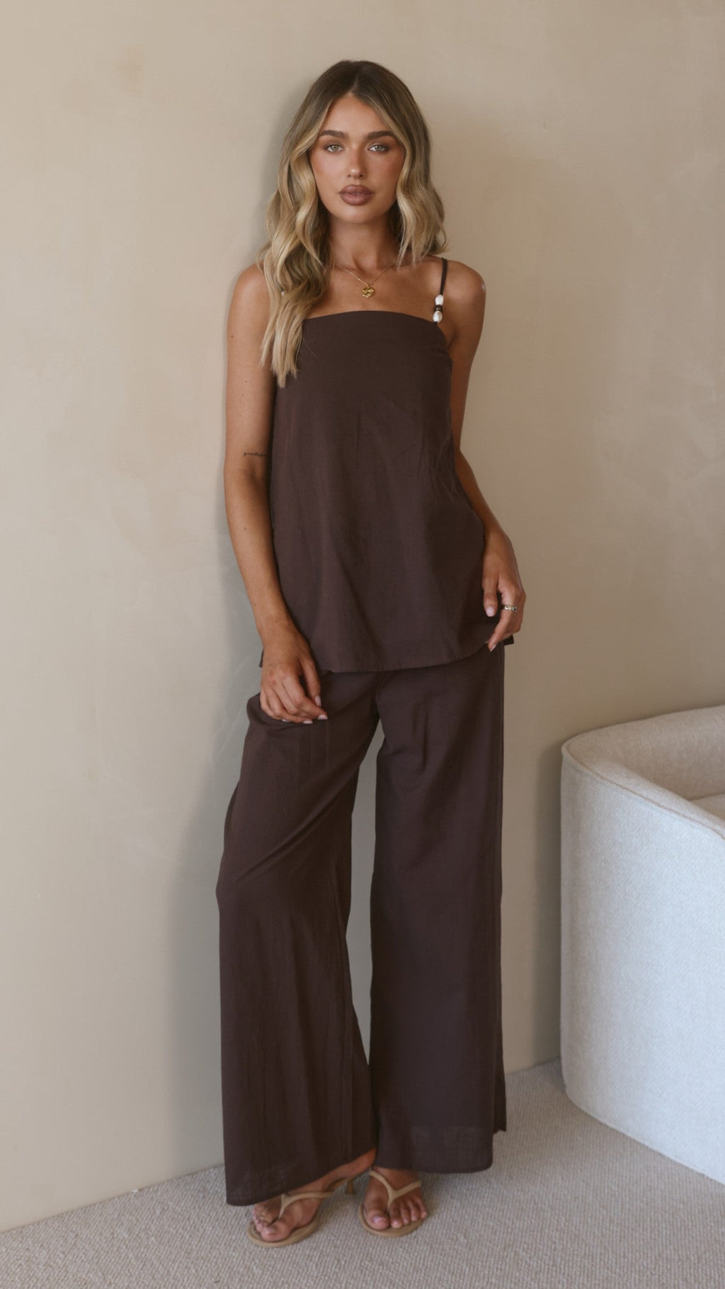 Rubi Top and Pants Set - Chocolate