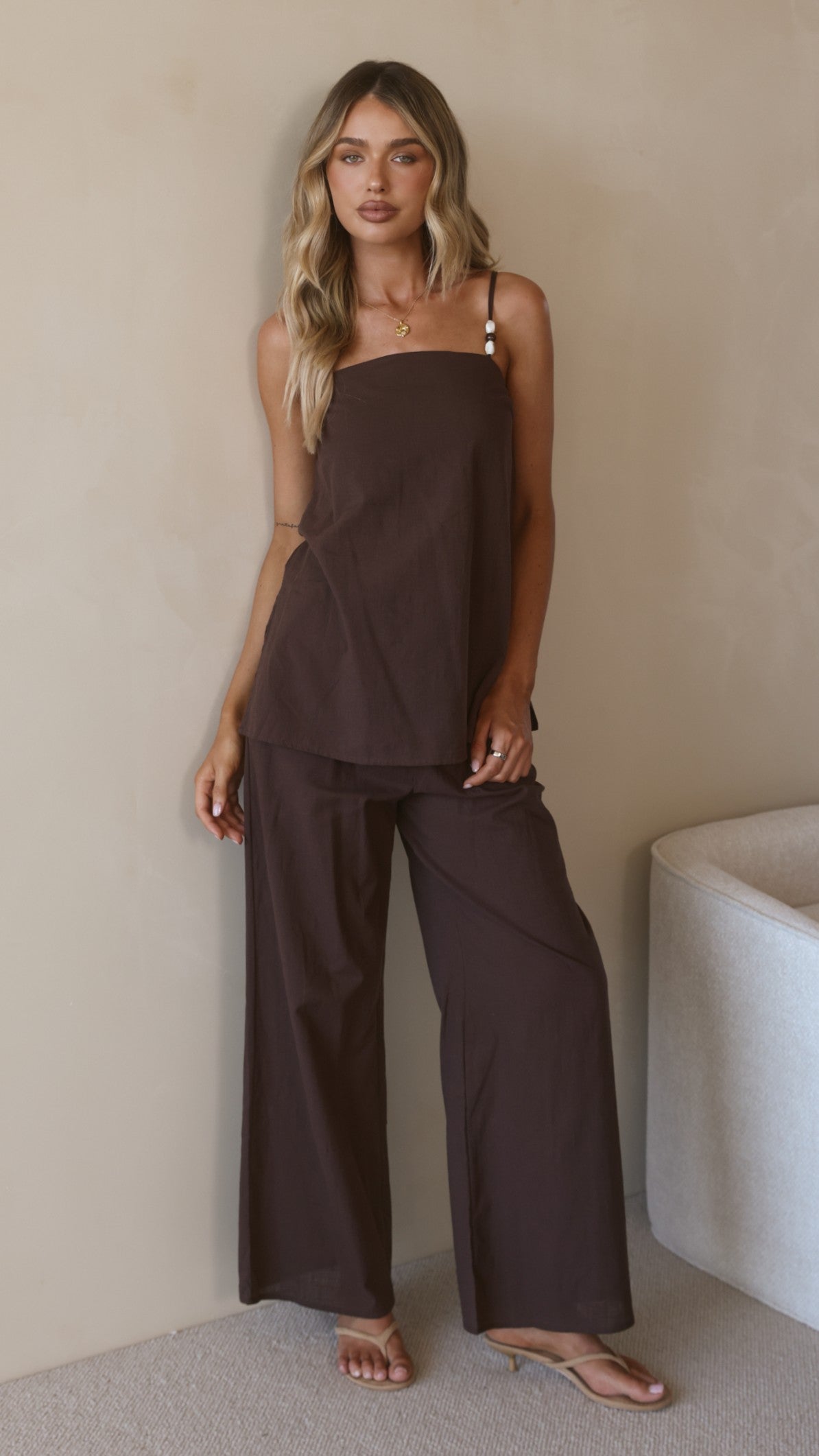 Rubi Top and Pants Set - Chocolate