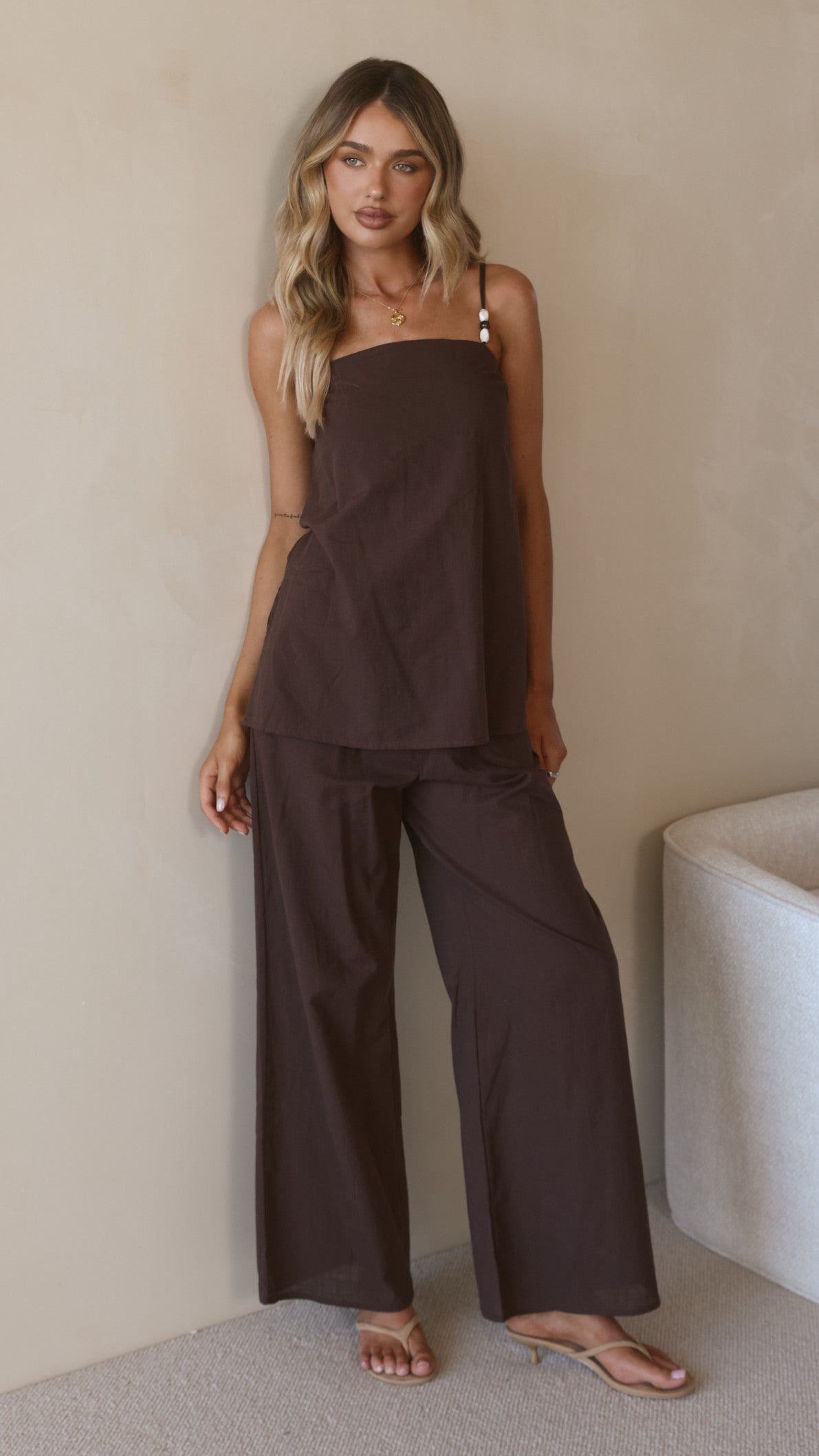 Rubi Top and Pants Set - Chocolate