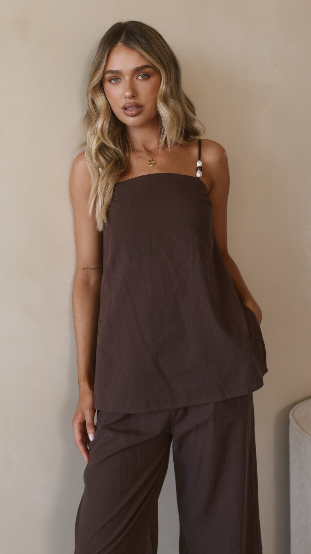 Rubi Top and Pants Set - Chocolate