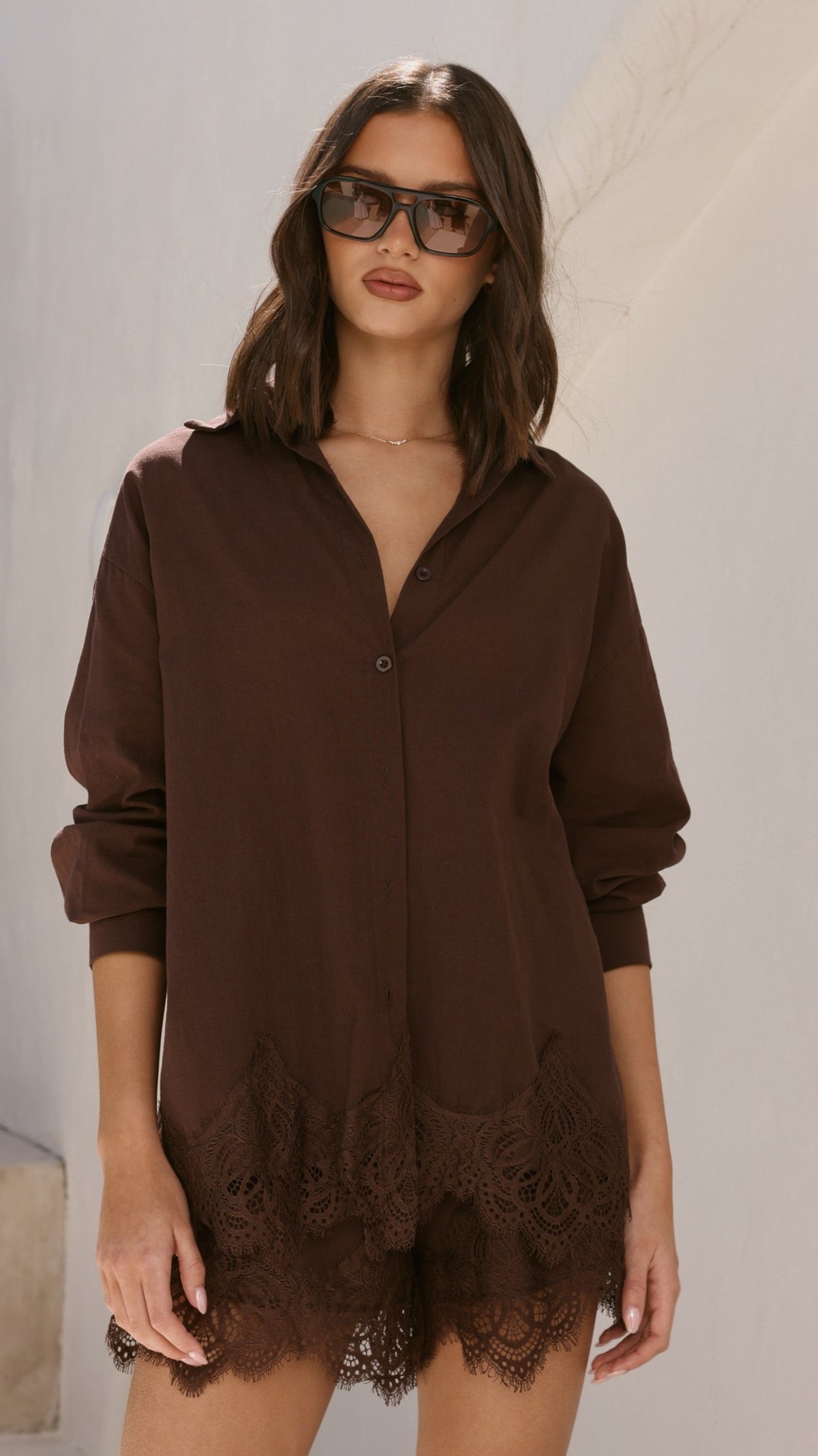 Aria Top and Shorts Set - Chocolate