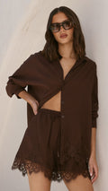 Aria Top and Shorts Set - Chocolate