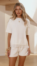Evelyn Knit Lace Top and Shorts Set - White