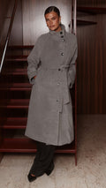 Eden Funnel Neck Coat - Grey