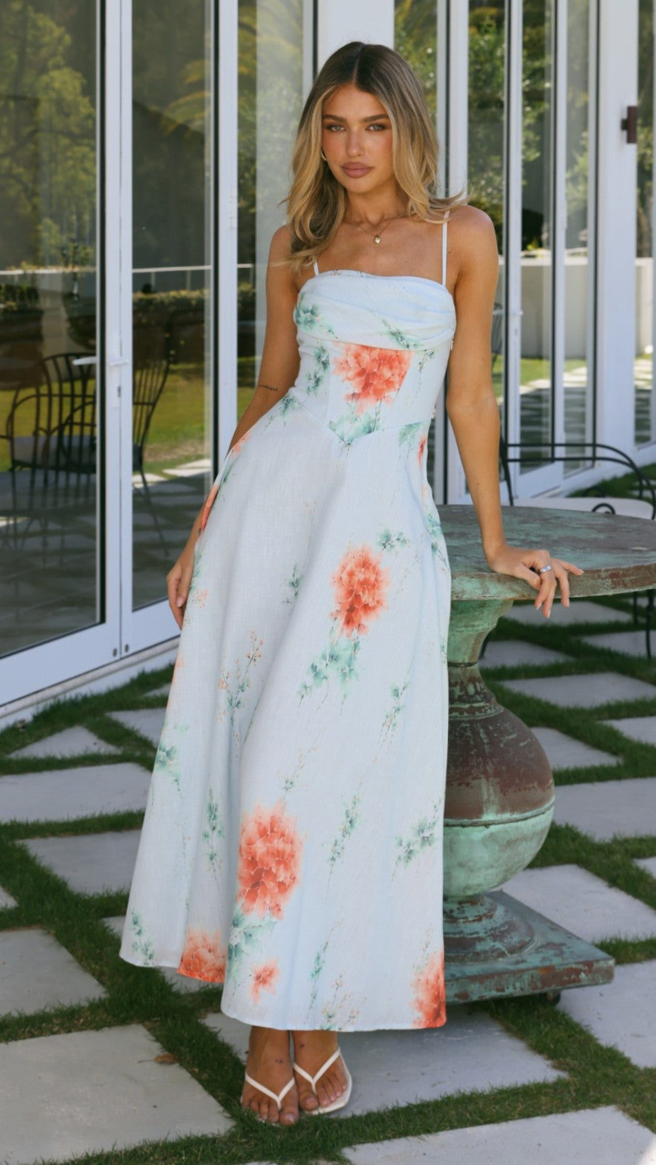 Rylee Maxi Dress - Blue/Orange Floral