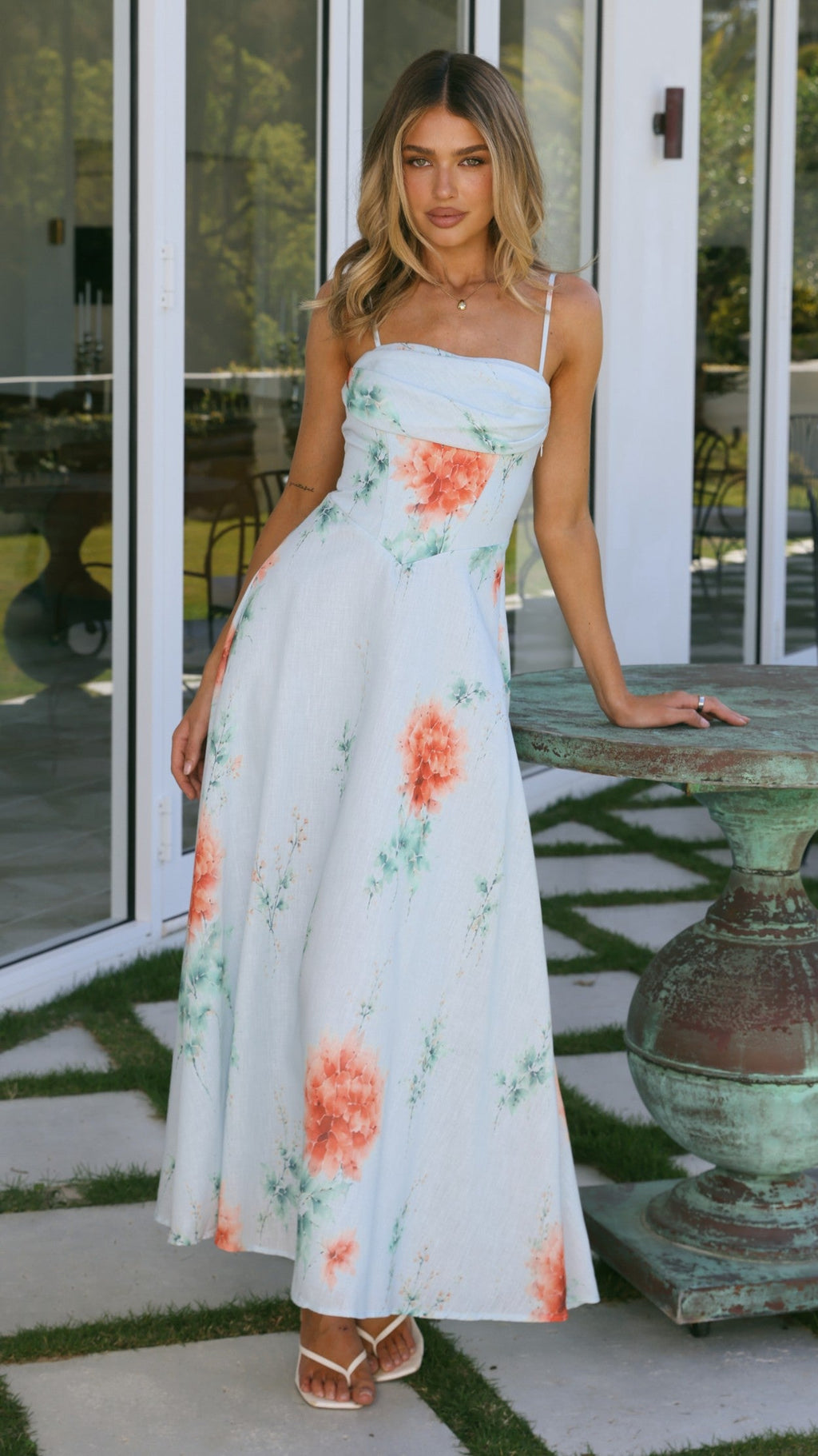 Rylee Maxi Dress - Blue/Orange Floral