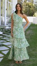 Odilie One Shoulder Maxi Dress - Green Paradise