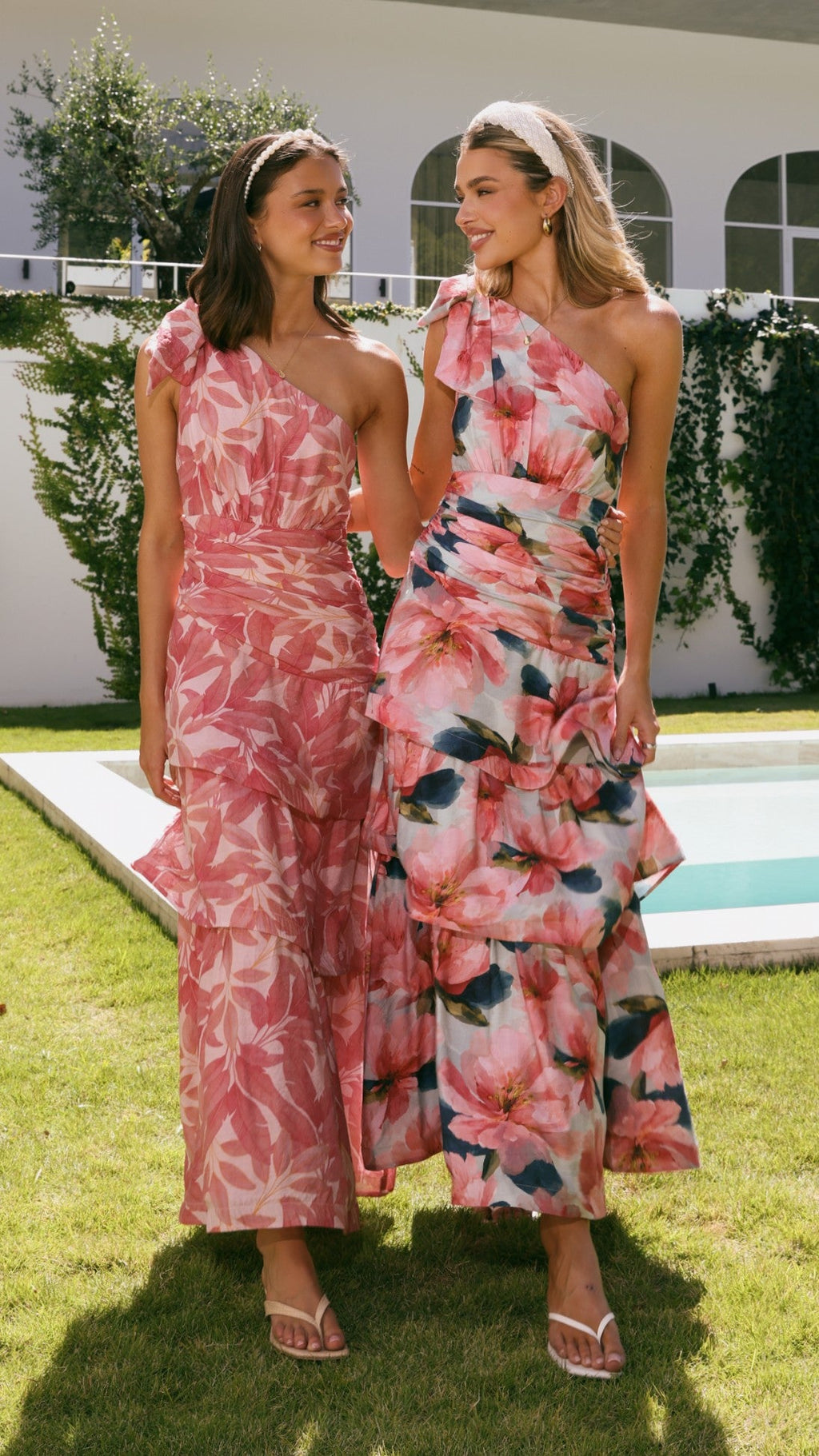 Odilie One Shoulder Maxi Dress - Azure Bloom
