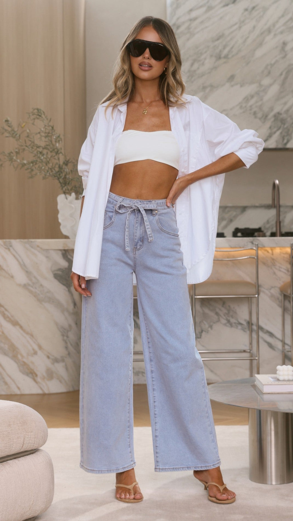 Nyra Wide Leg Jeans - Light Denim