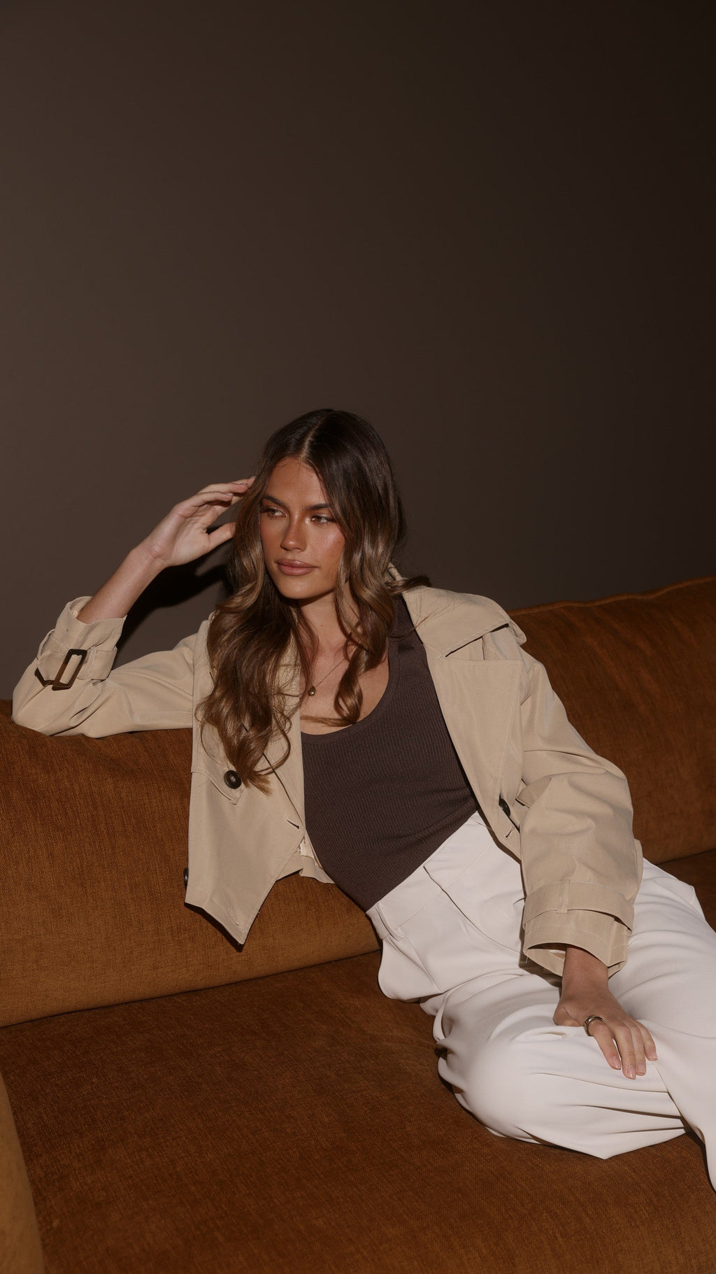 Deena Cropped Coat - Beige