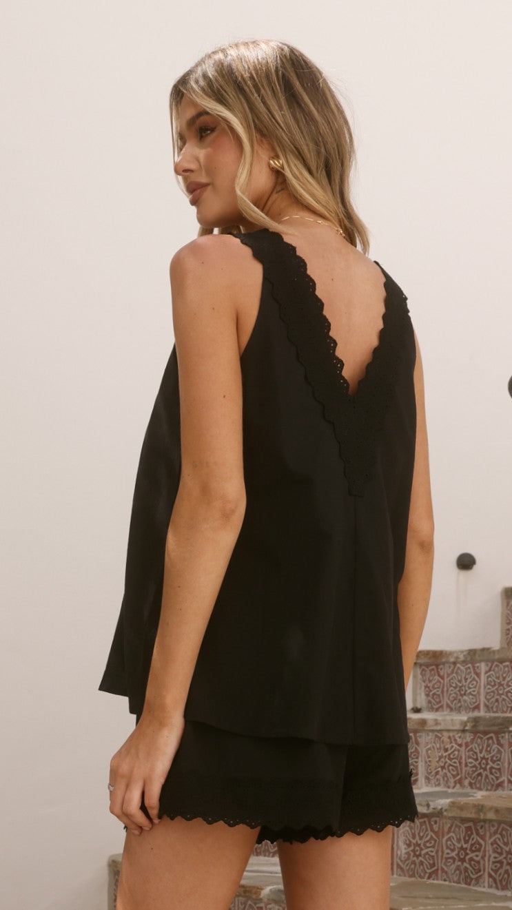 Kahlilia Top and Shorts Set - Black