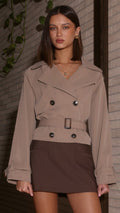 Deena Cropped Coat - Mocha