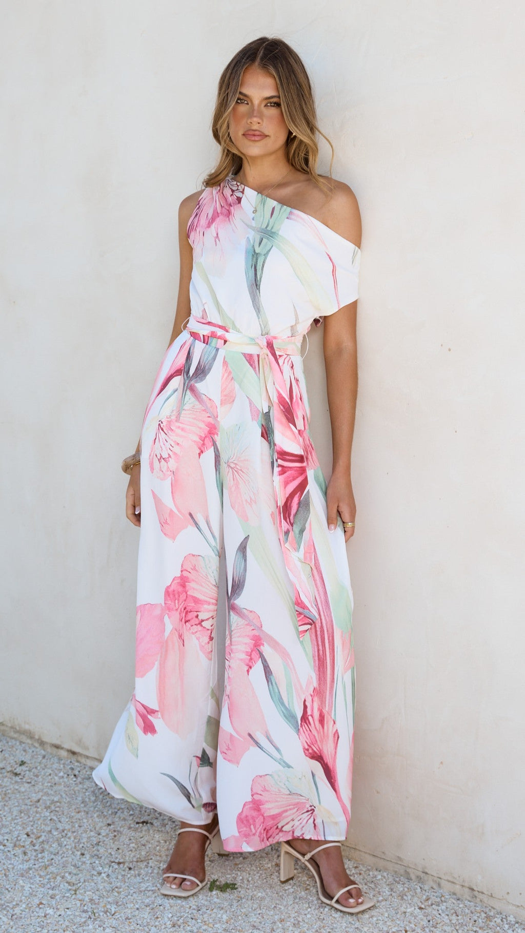 Oasis One Shoulder Jumpsuit - Pink Floral