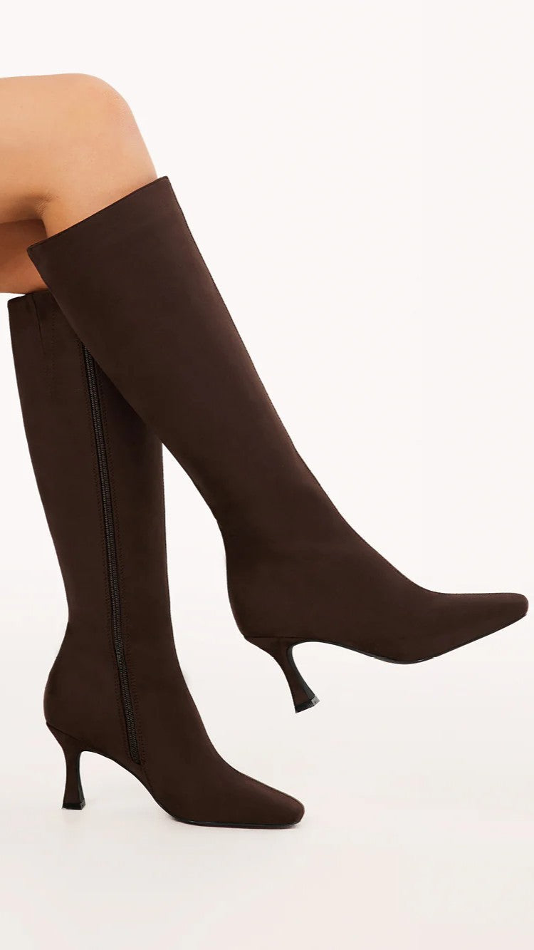 Corbin Boots - Dark Cacao Faux Suede