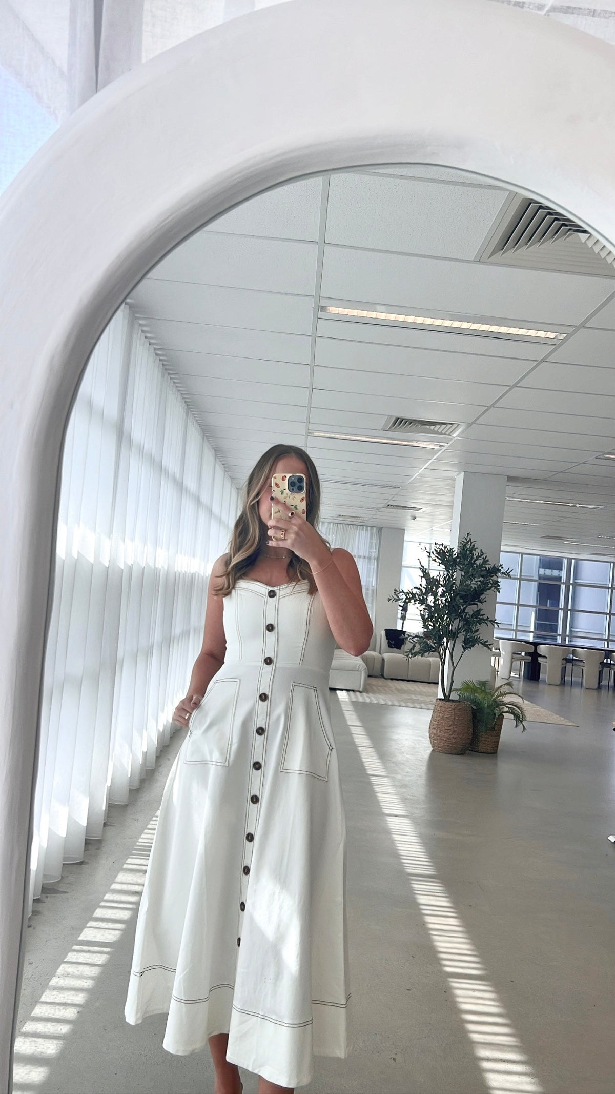 Indigo Midi Dress - White Denim