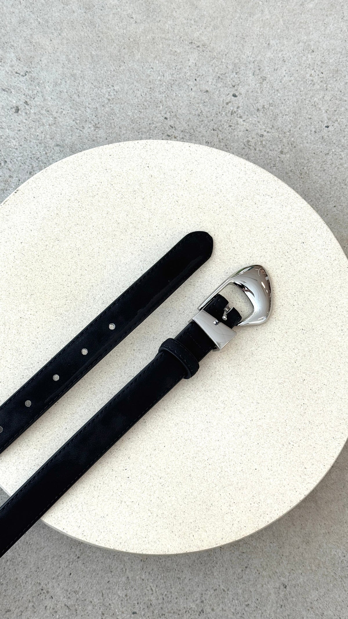 Evie Belt - Black Faux Suede/Silver