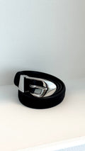 Evie Belt - Black Faux Suede/Silver