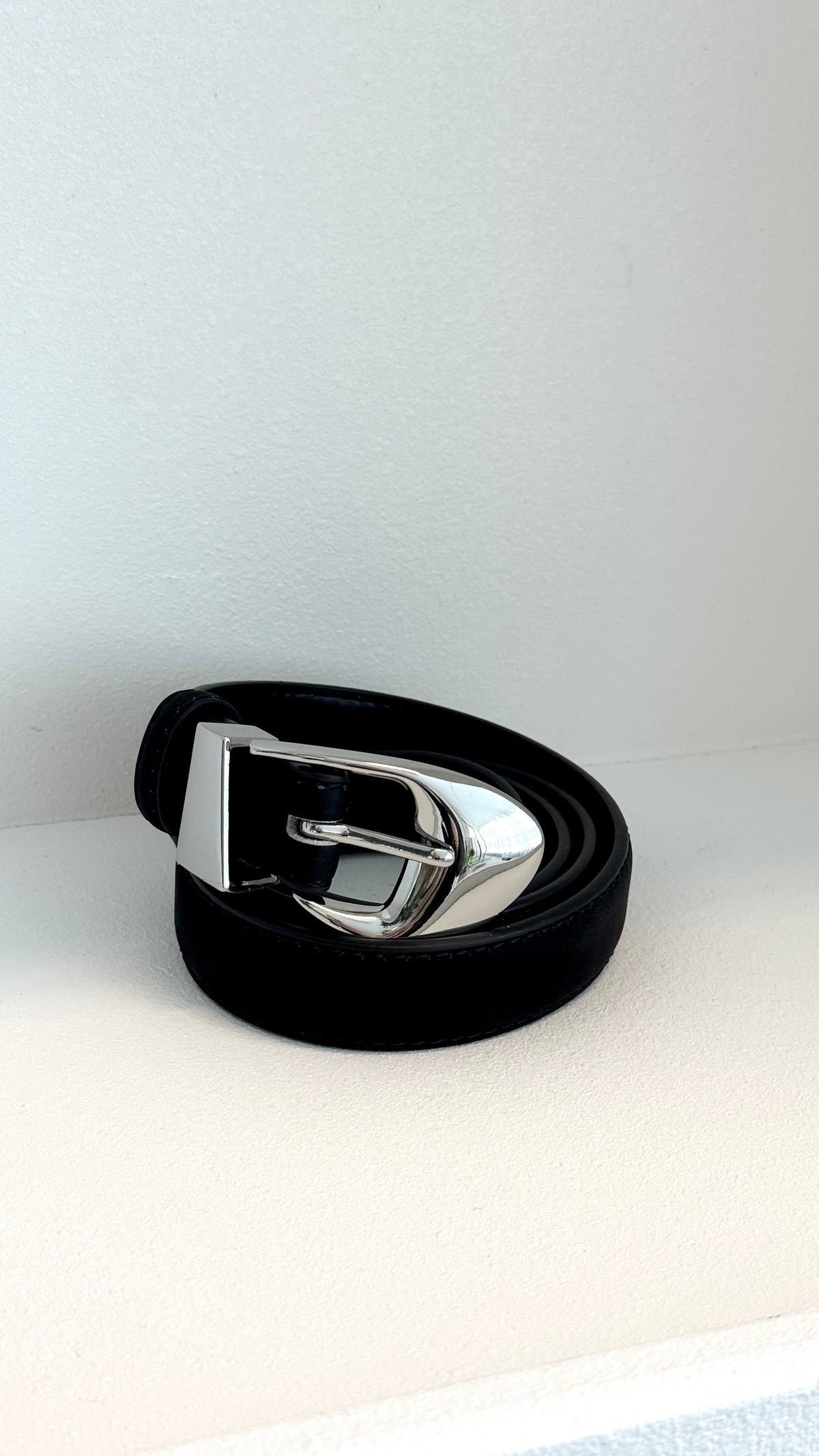 Evie Belt - Black Faux Suede/Silver