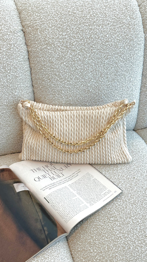 Arrow Weave Shoulder Bag - Stone