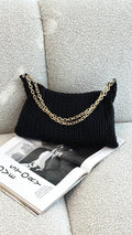 Arrow Weave Shoulder Bag - Black
