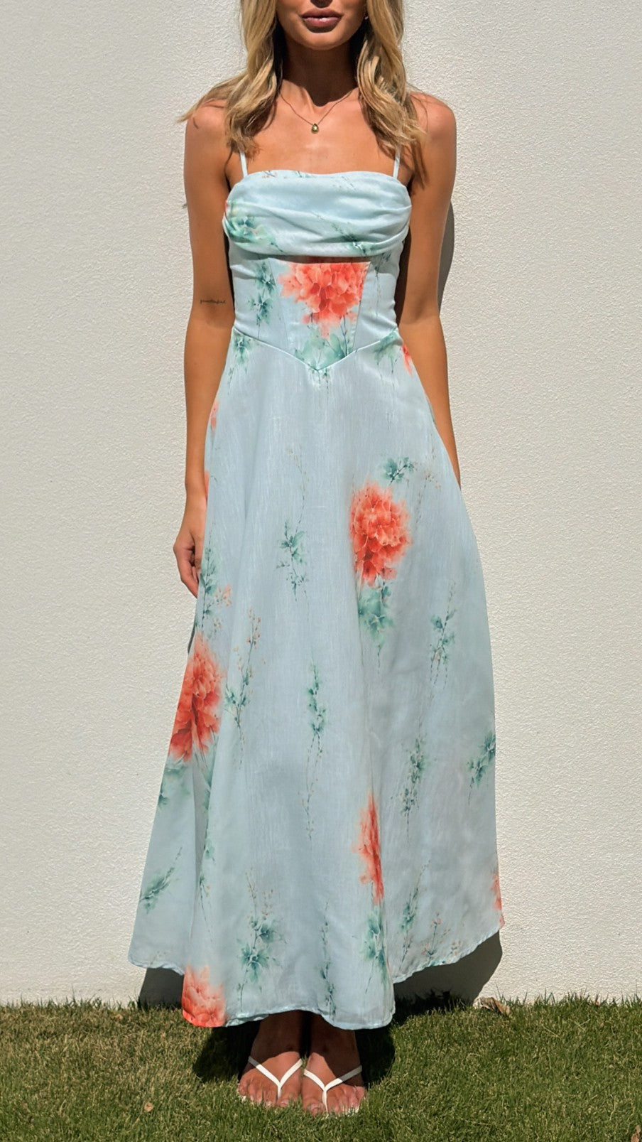 Rylee Maxi Dress - Blue/Orange Floral