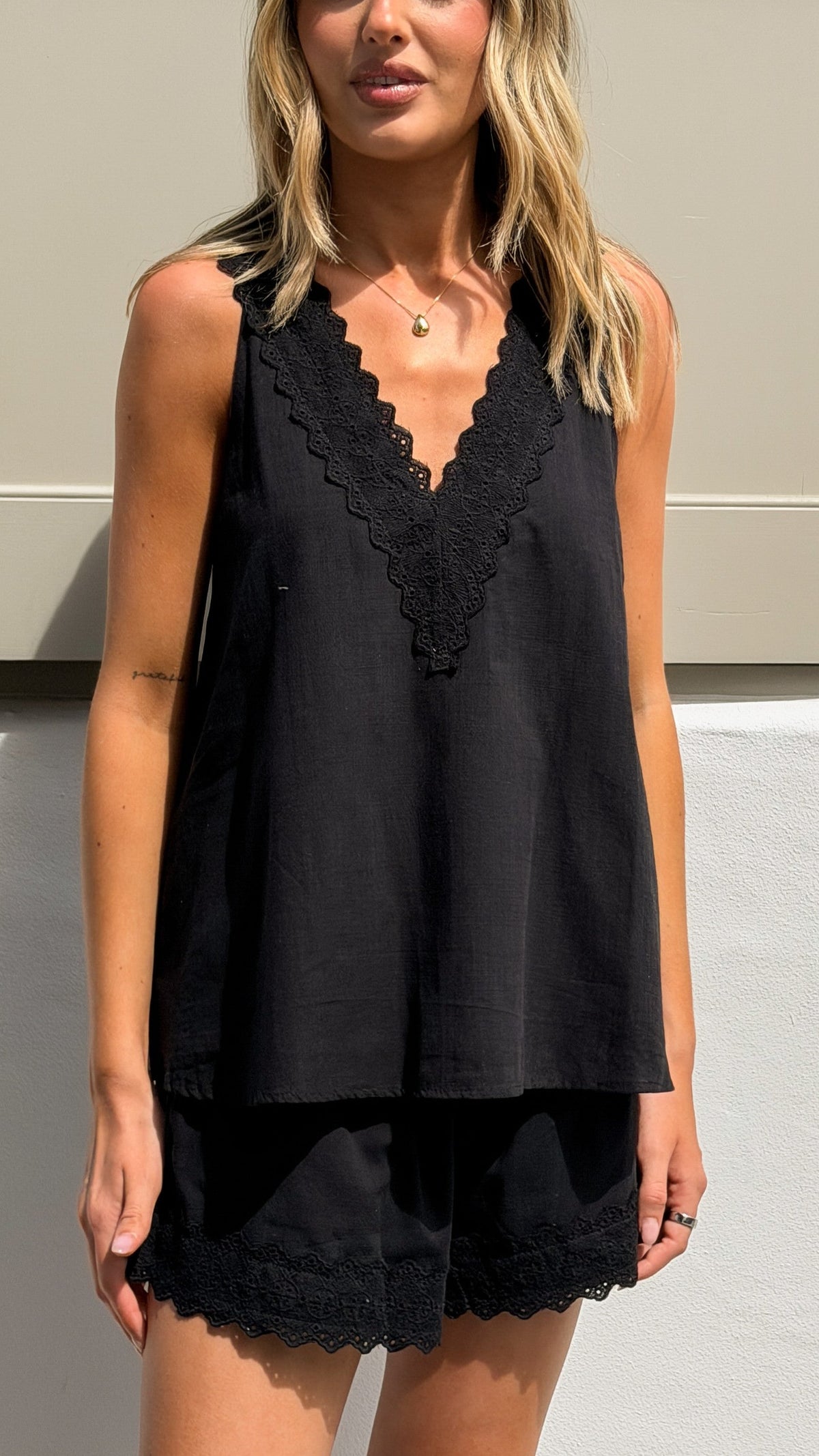 Kahlilia Top and Shorts Set - Black