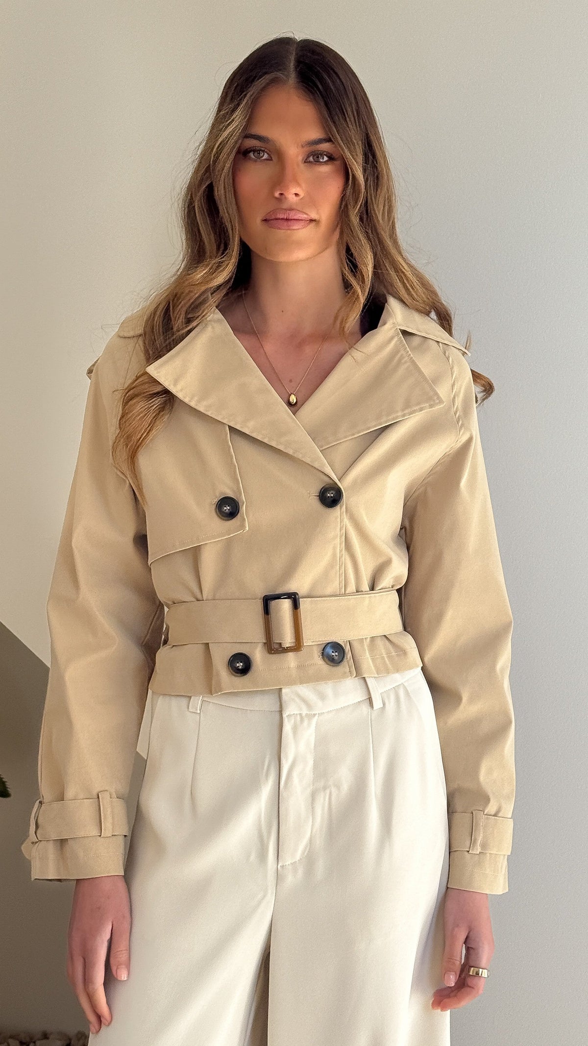 Deena Cropped Coat - Beige