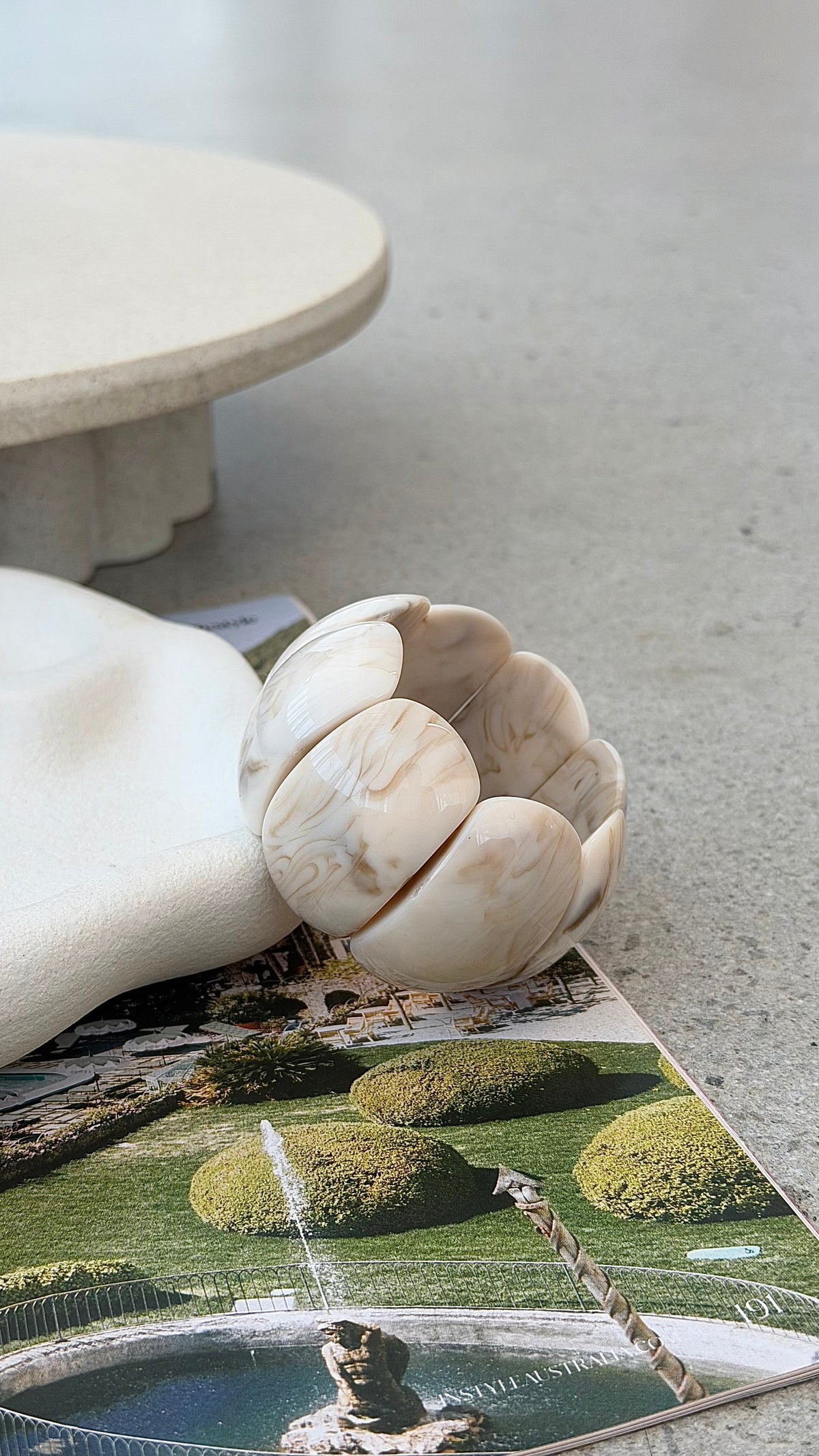 Whitney Stretch Bracelet - Cream Marble