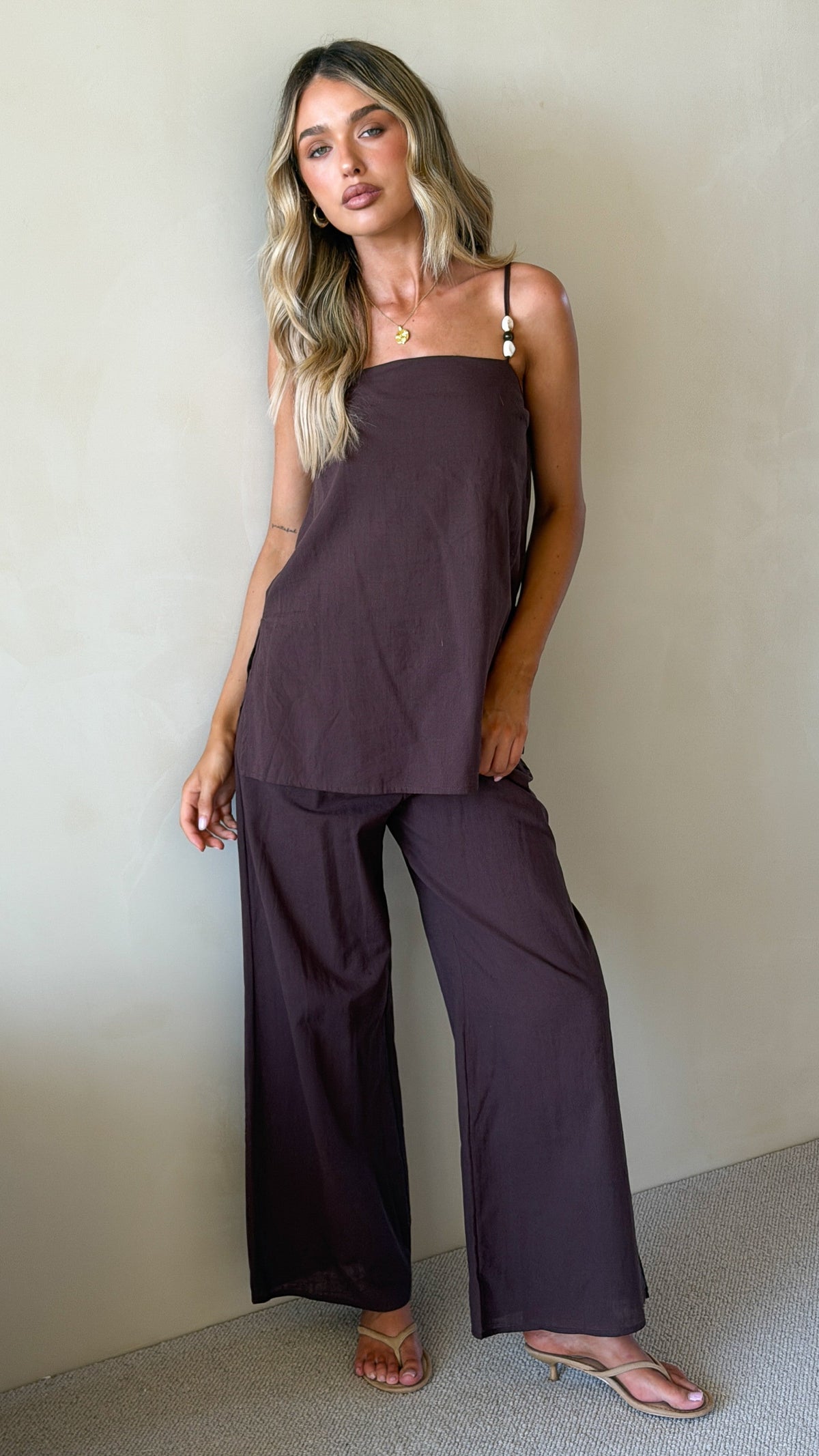 Rubi Top and Pants Set - Chocolate