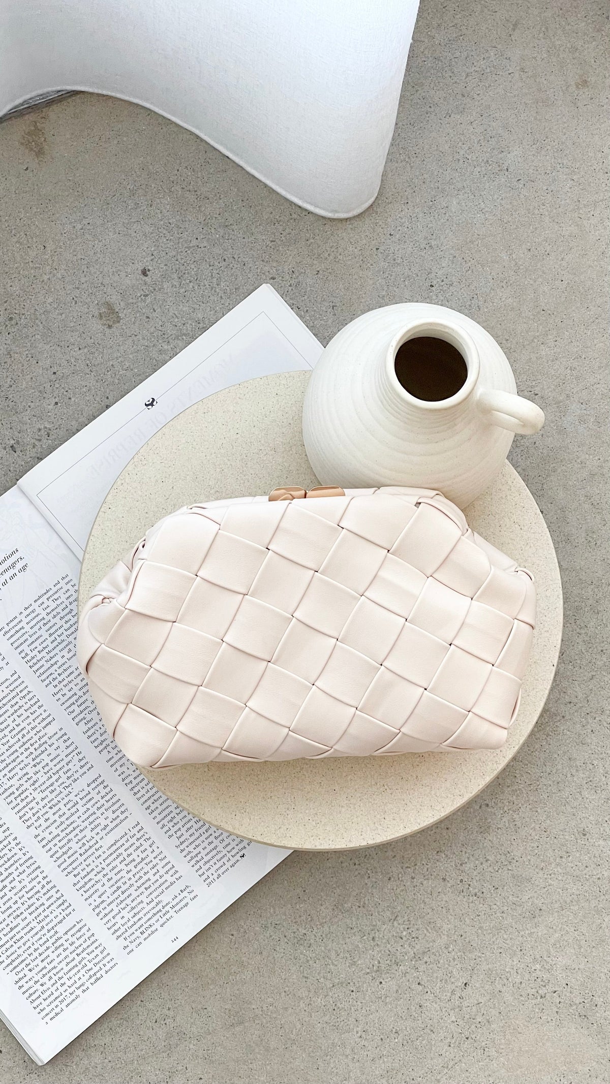 Vasanti Woven Clutch - Beige